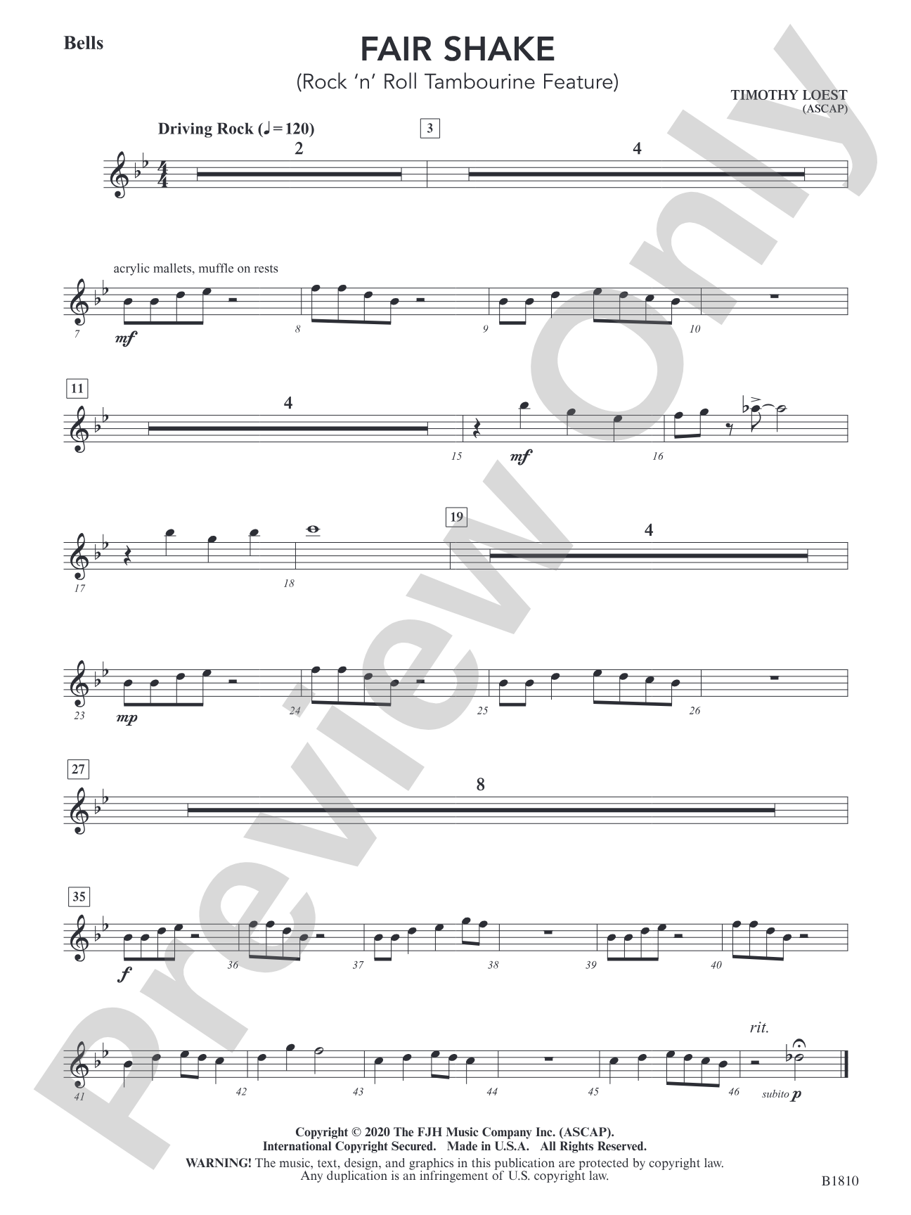 Fair Shake (Rock 'n' Roll Tambourine Feature): Bells