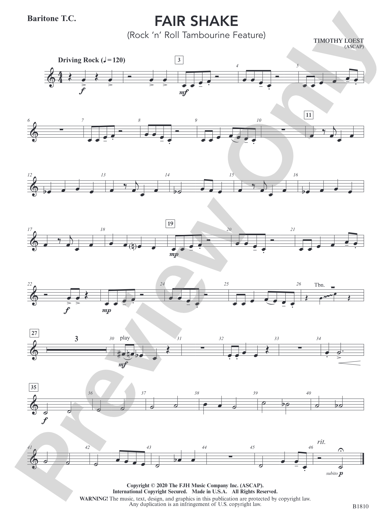 Fair Shake (Rock 'n' Roll Tambourine Feature): Baritone T.C.