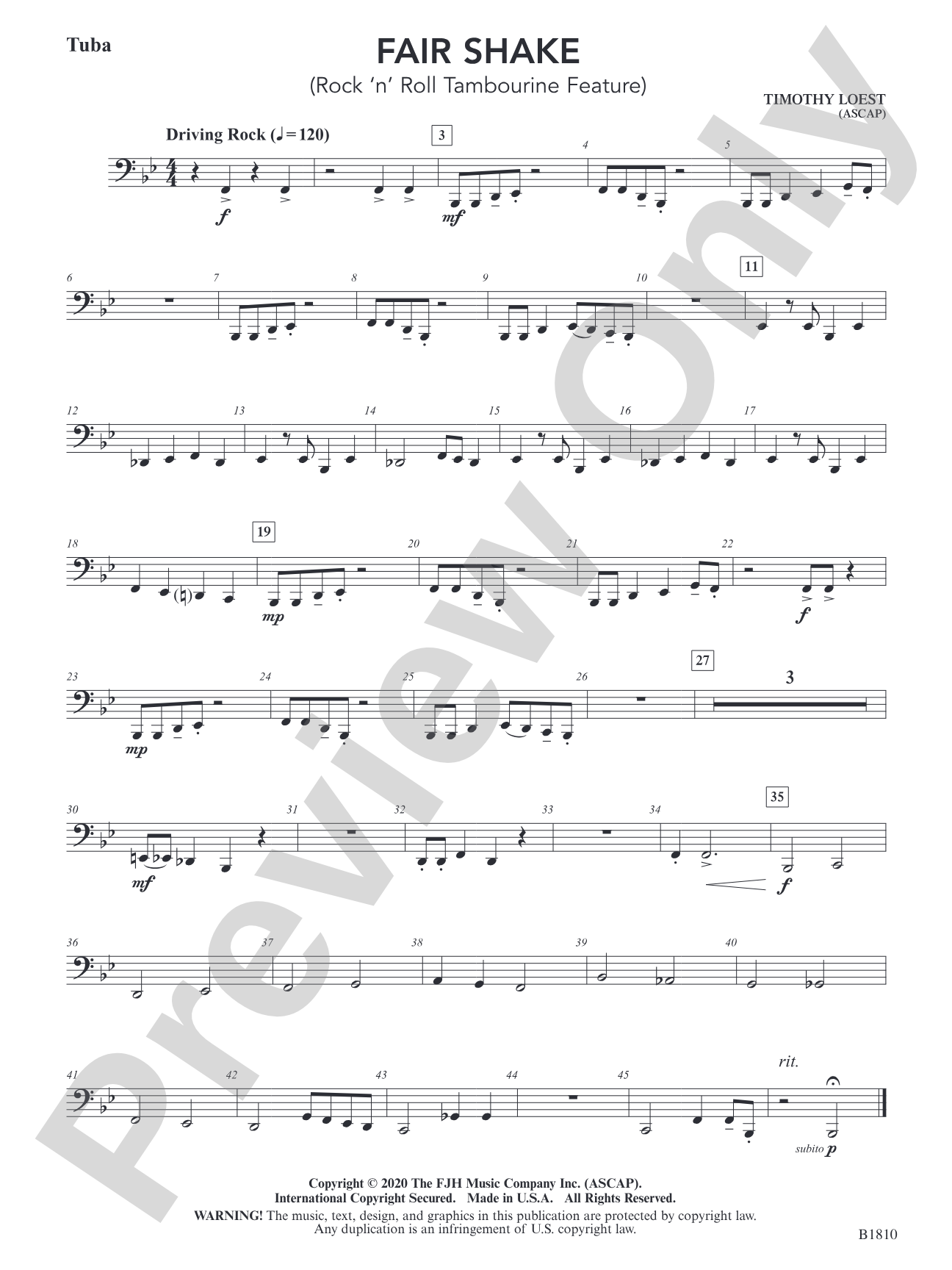 Fair Shake (Rock 'n' Roll Tambourine Feature): Tuba
