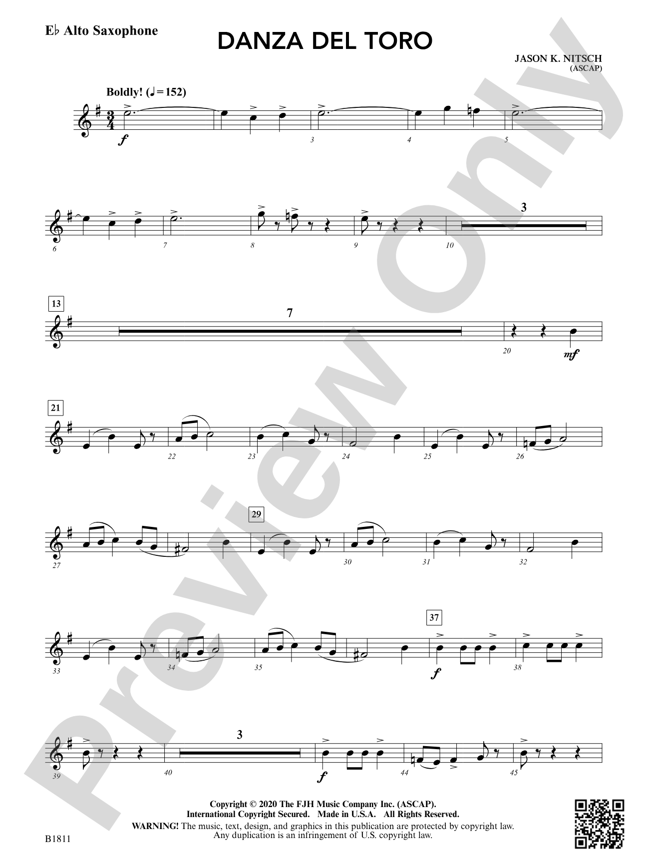 Danza del Toro: E-flat Alto Saxophone