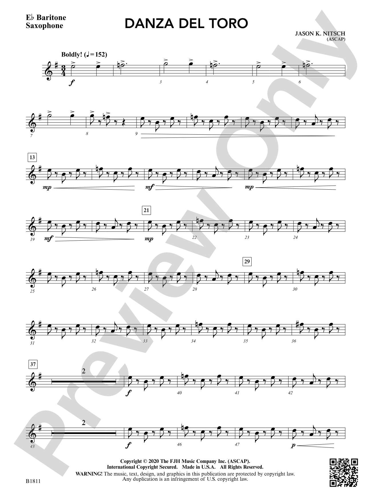 Danza del Toro: E-flat Baritone Saxophone