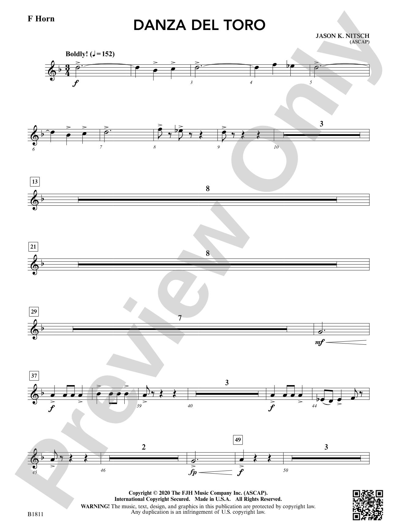 Danza del Toro: F Horn