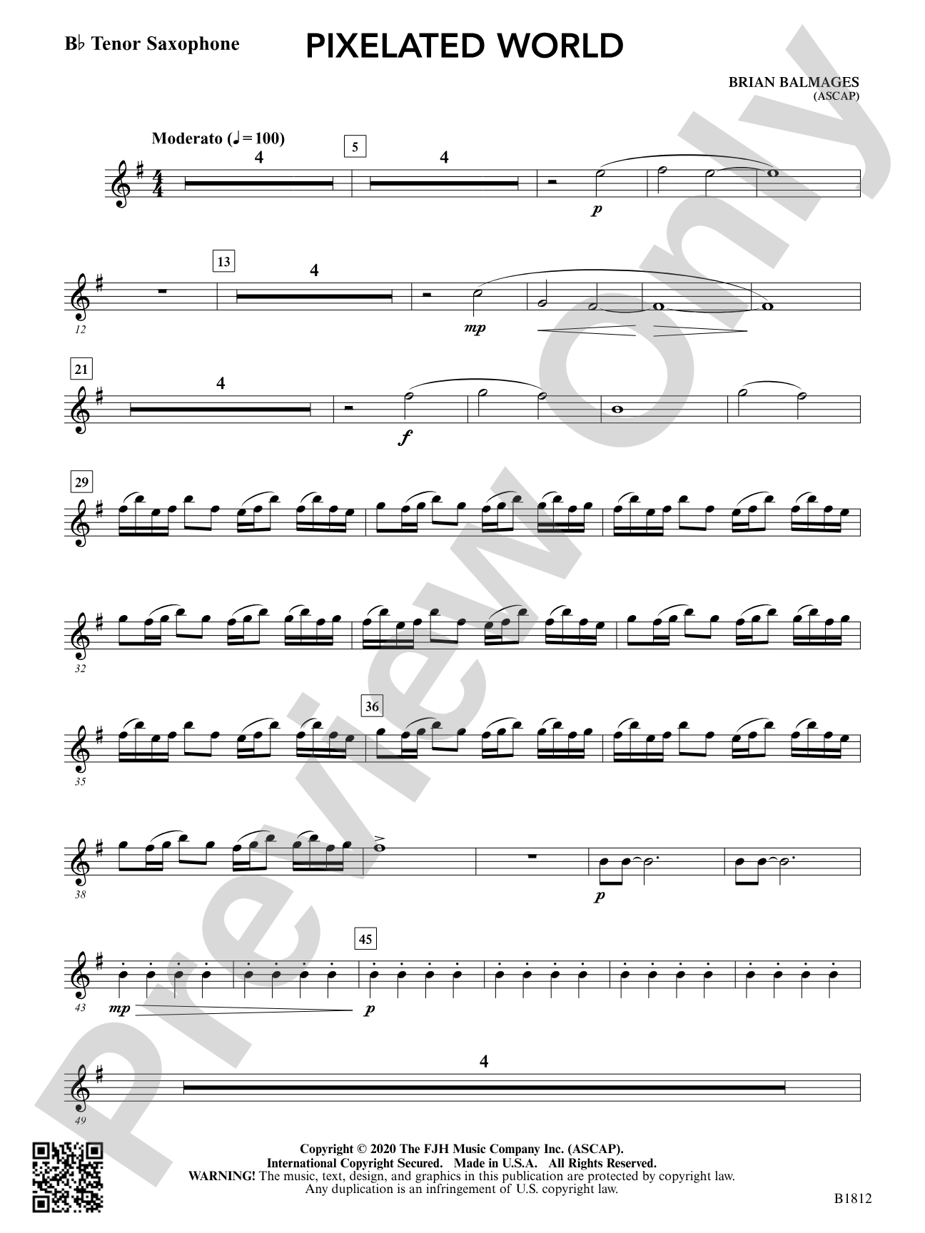 Pixelated World: B-flat Tenor Saxophone