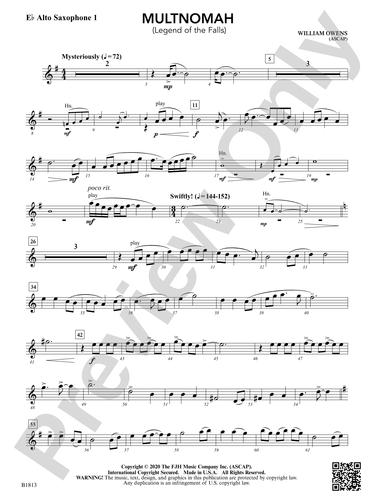 Multnomah (Legend of the Falls): E-flat Alto Saxophone 1