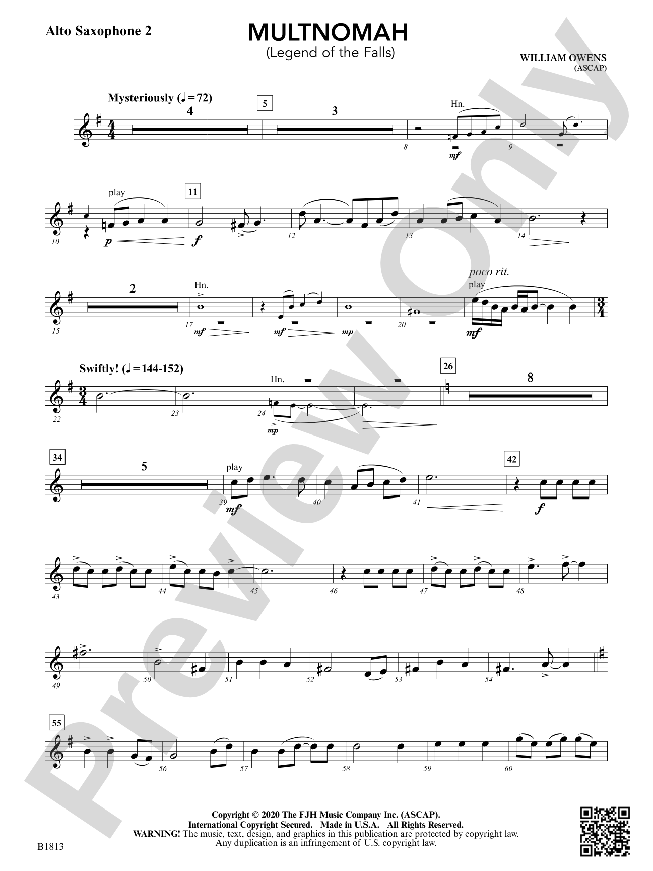 Multnomah (Legend of the Falls): E-flat Alto Saxophone 2