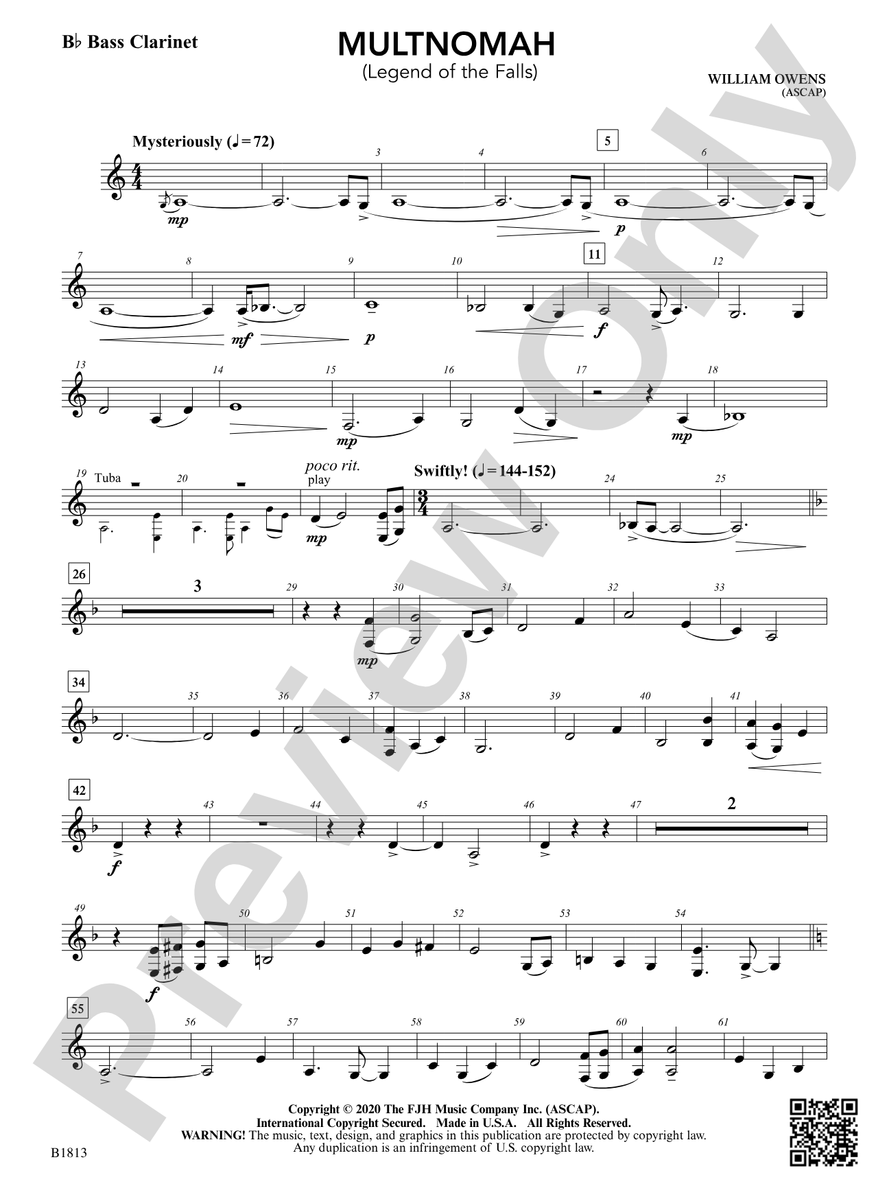 Multnomah (Legend of the Falls): B-flat Bass Clarinet