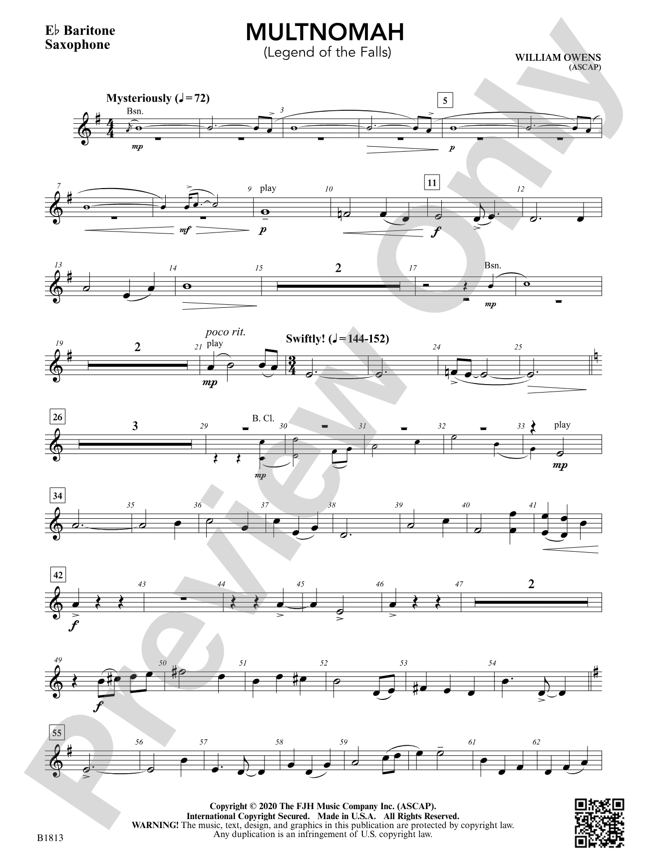 Multnomah (Legend of the Falls): E-flat Baritone Saxophone