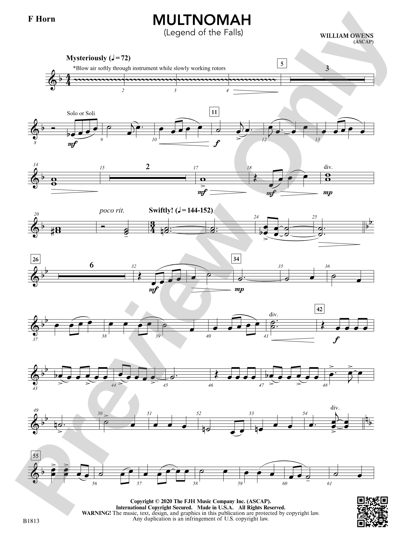 Multnomah (Legend of the Falls): F Horn