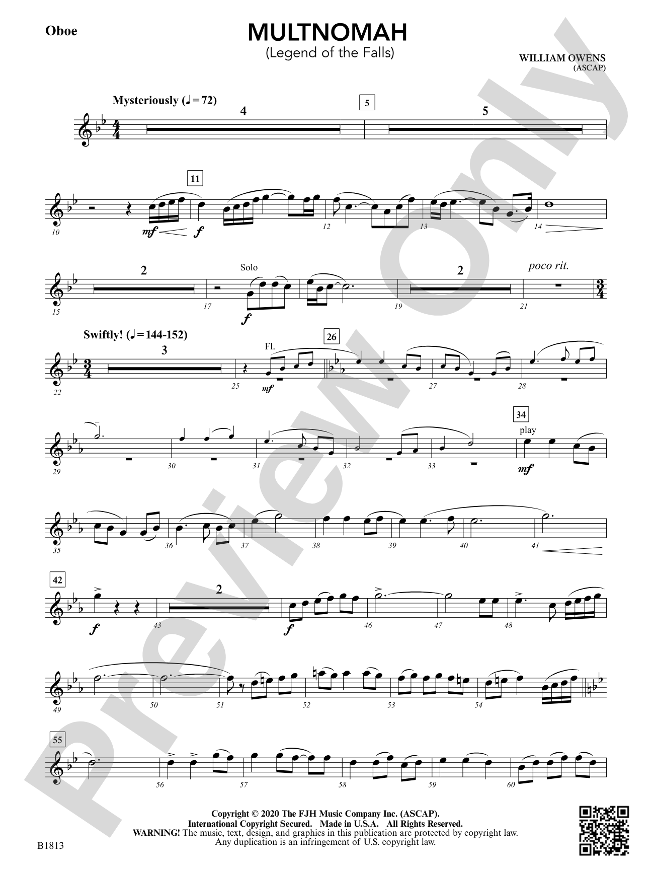 Multnomah (Legend of the Falls): Oboe
