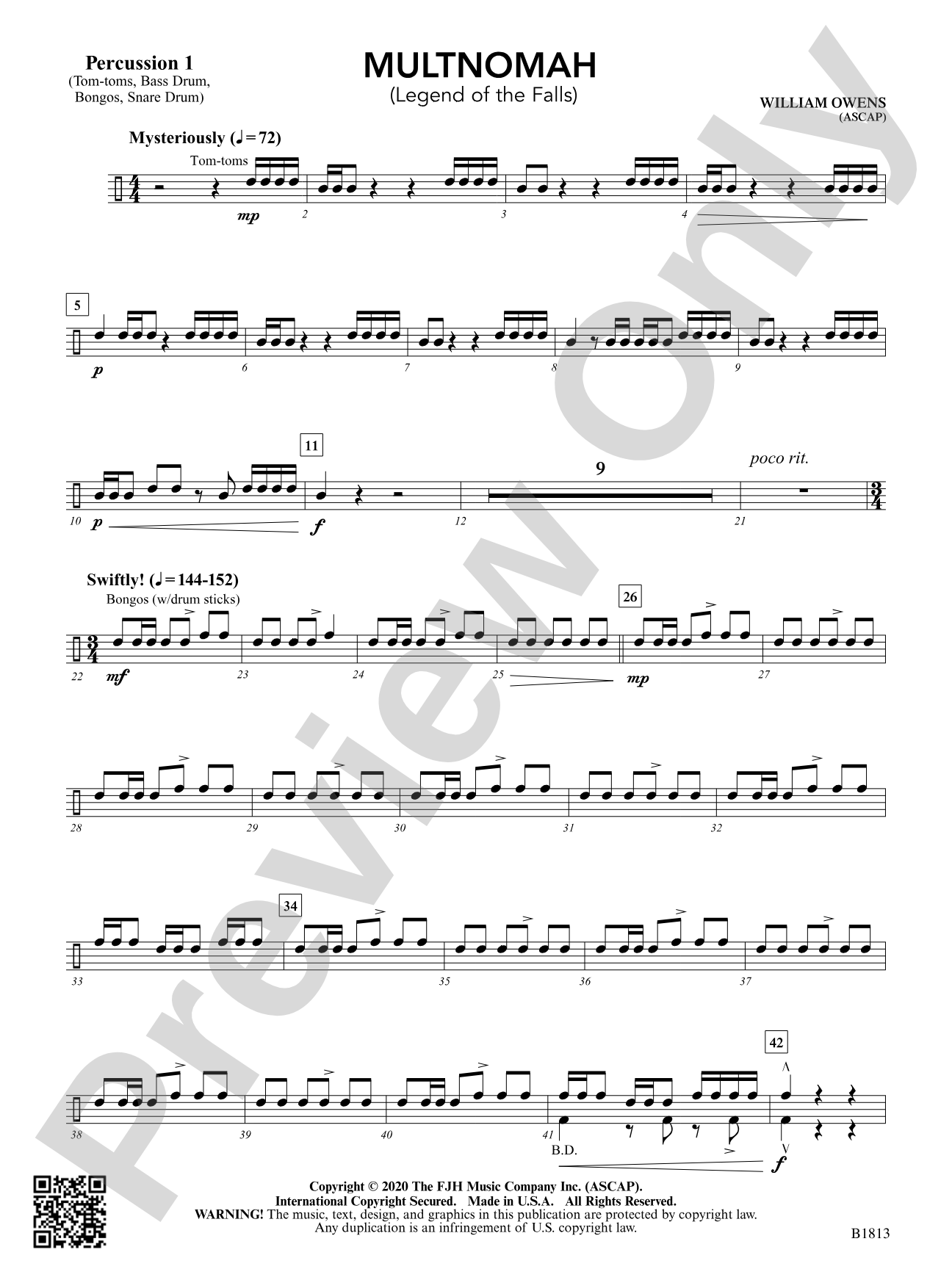 Multnomah (Legend of the Falls): Percussion 1
