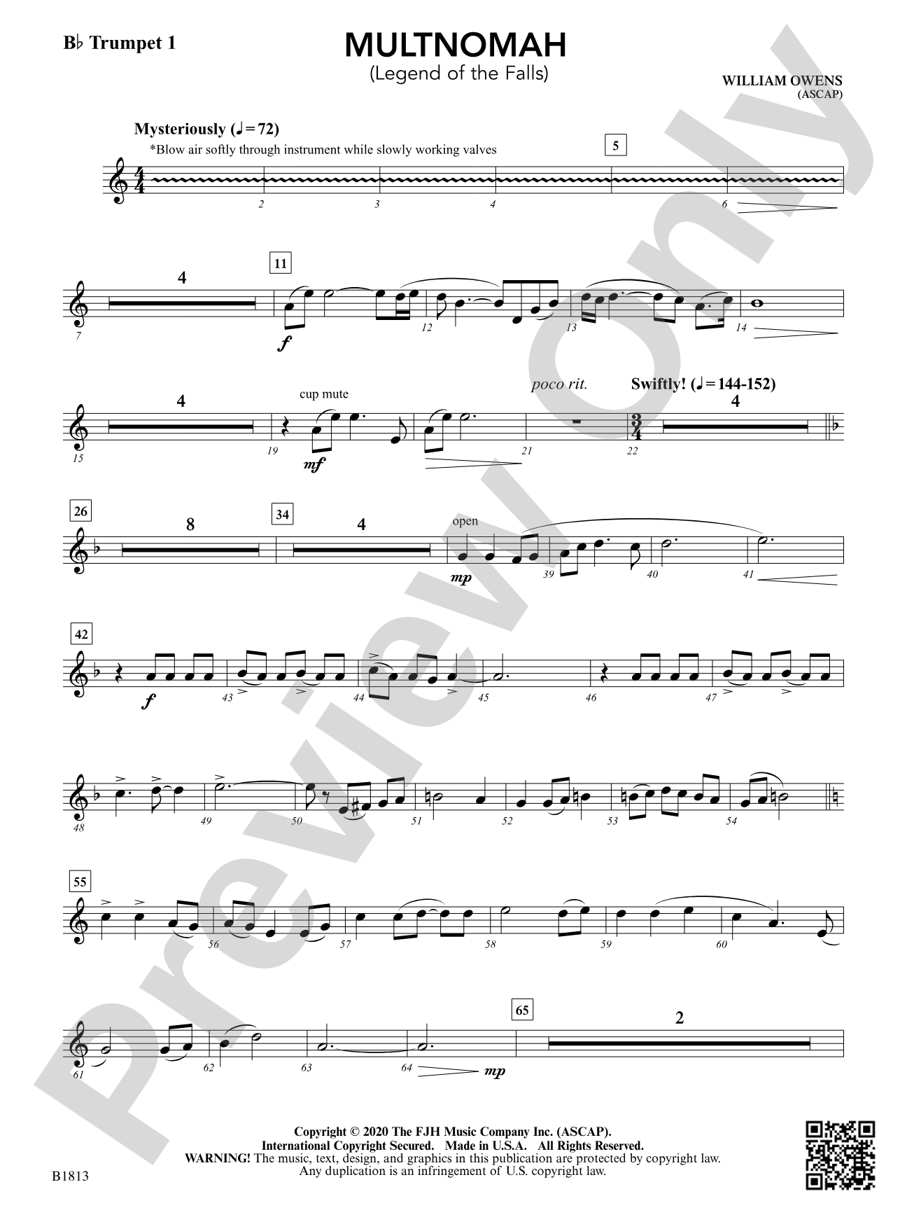 Multnomah (Legend of the Falls): B-flat Trumpet 1