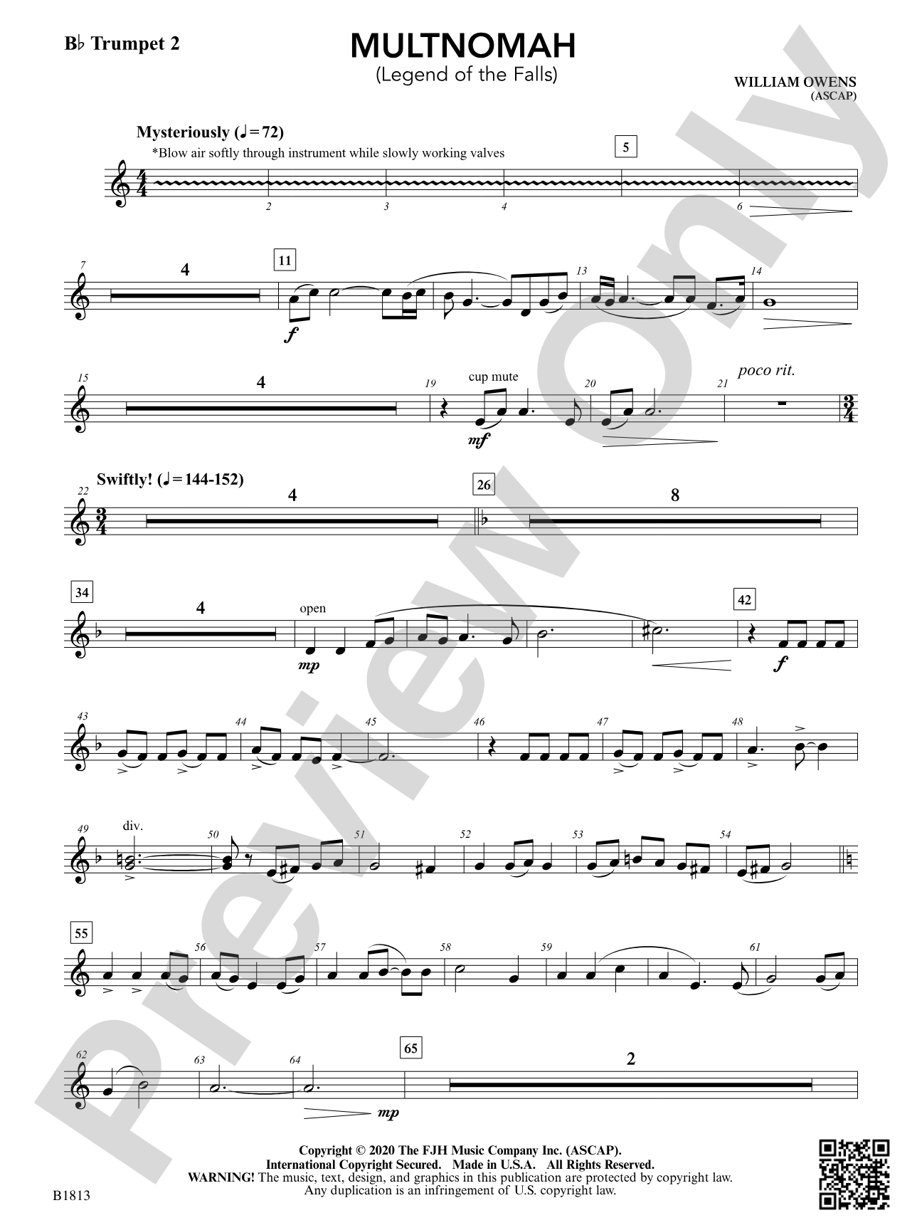 Multnomah (Legend of the Falls): B-flat Trumpet 2