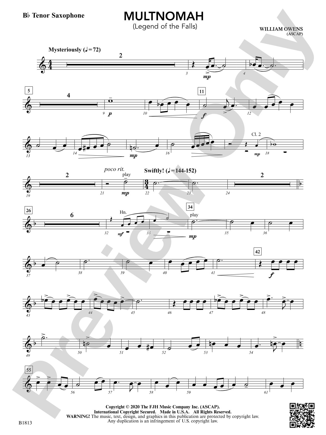 Multnomah (Legend of the Falls): B-flat Tenor Saxophone