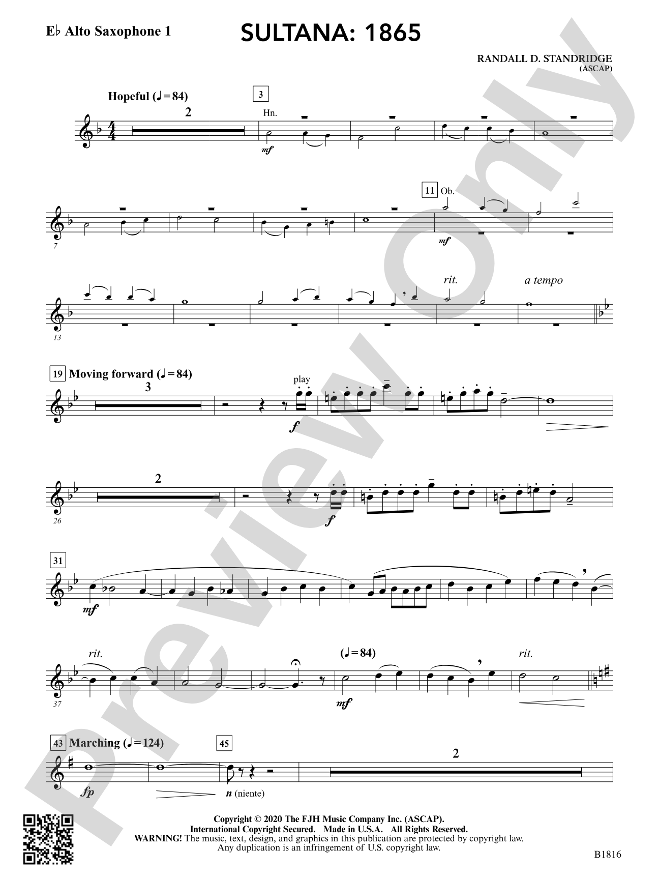 Sultana: 1865: E-flat Alto Saxophone 1