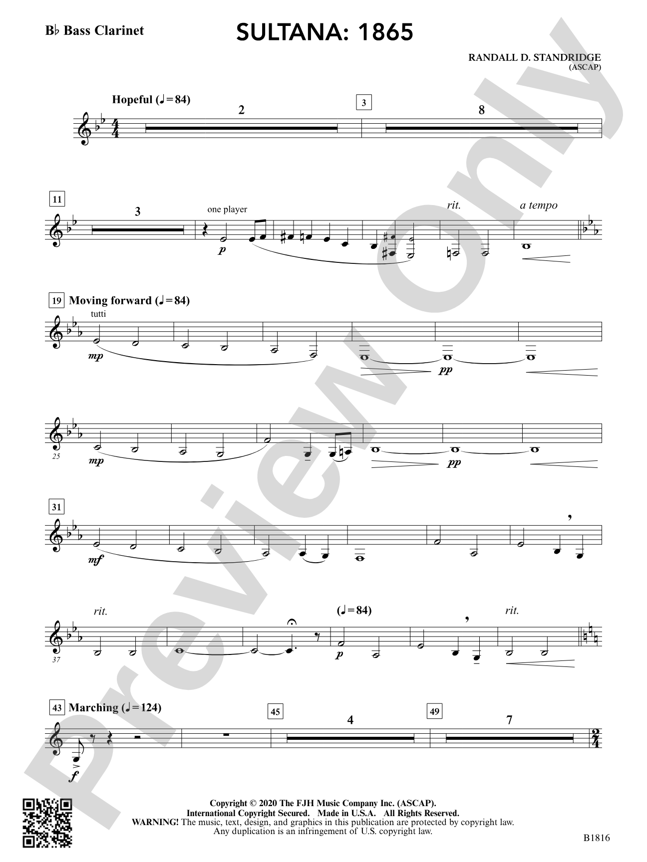 Sultana: 1865: B-flat Bass Clarinet