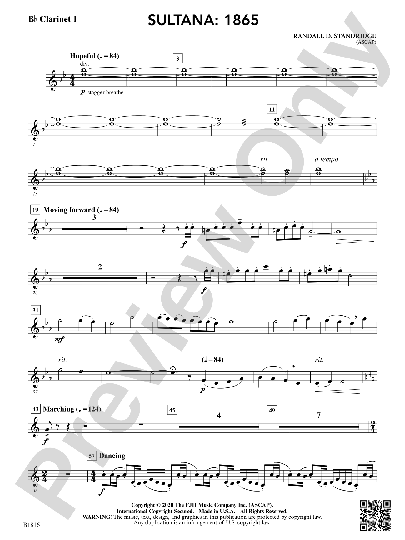 Sultana: 1865: B-flat Clarinet 1