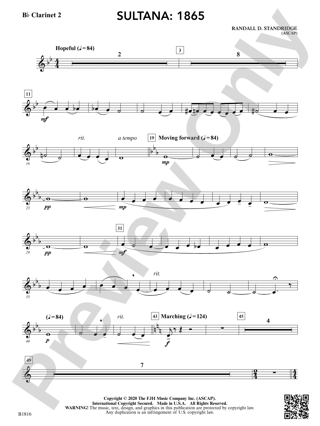 Sultana: 1865: B-flat Clarinet 2