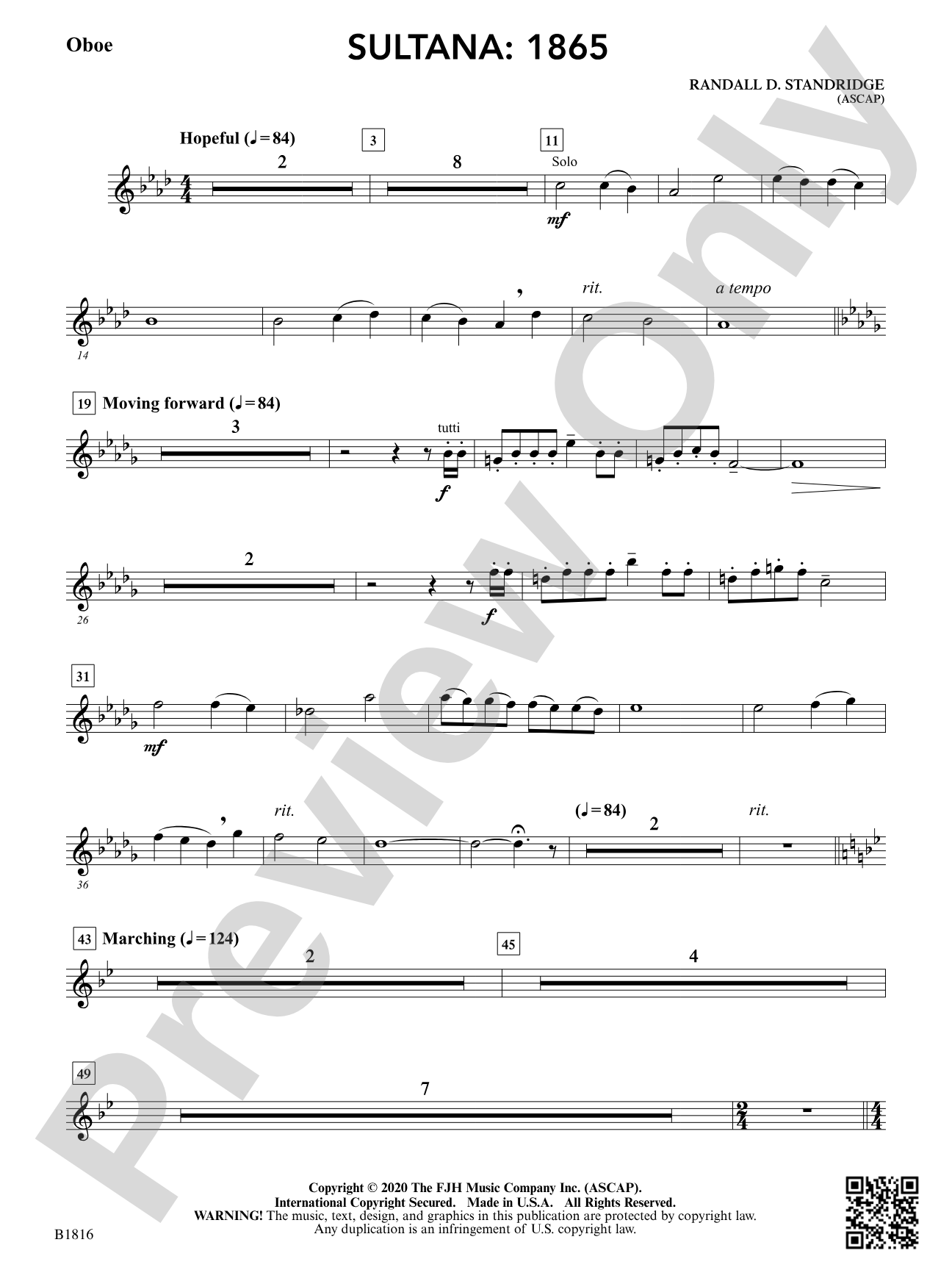 Sultana: 1865: Oboe