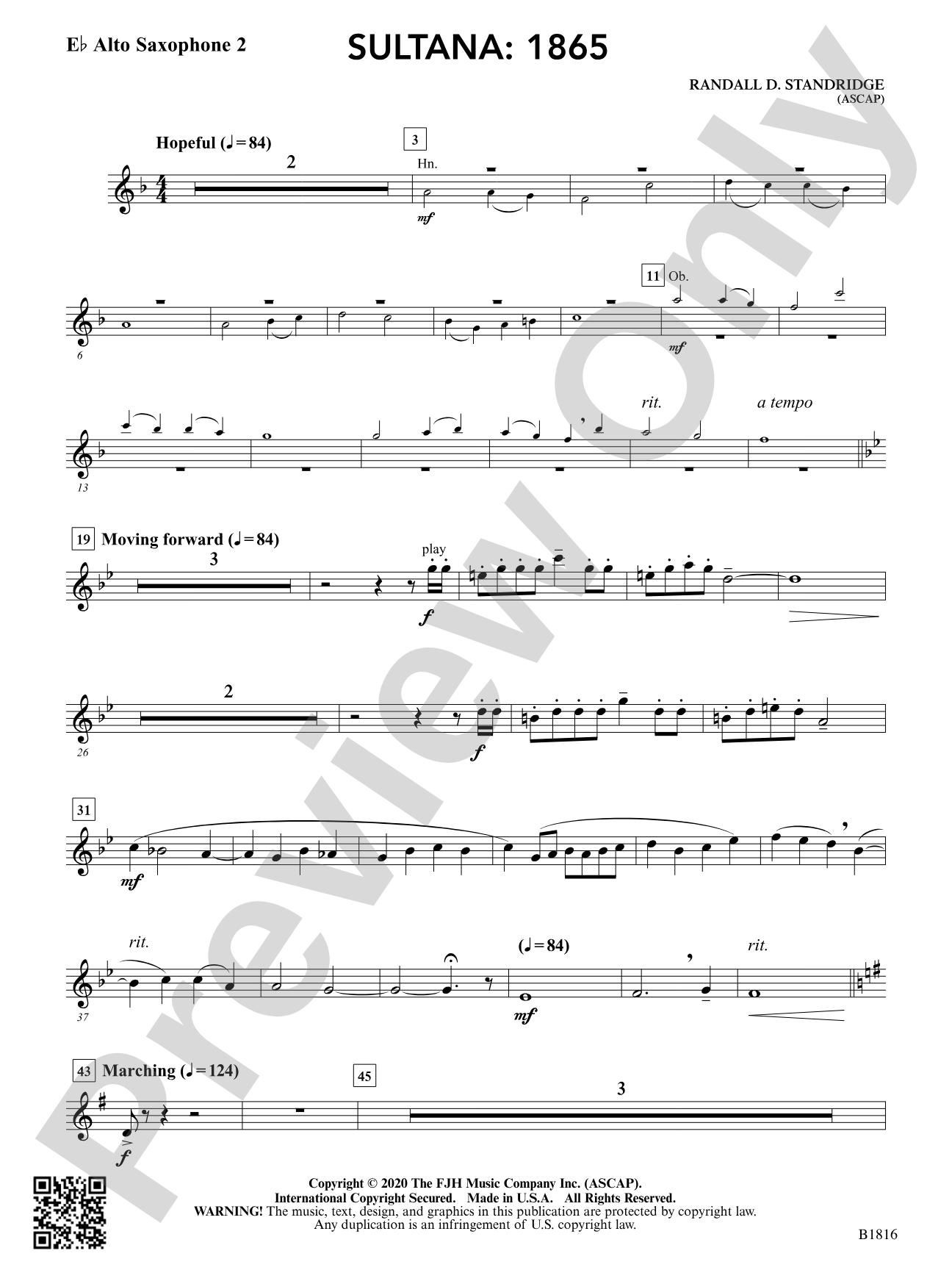 Sultana: 1865: E-flat Alto Saxophone 2 (opt.)