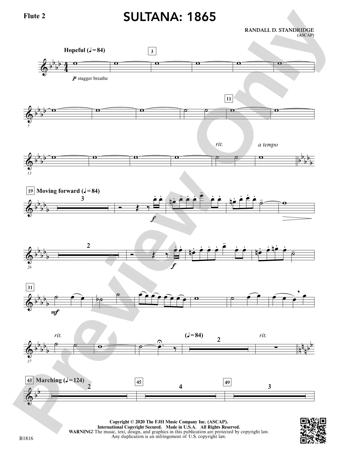 Sultana: 1865: Flute 2 (opt.)