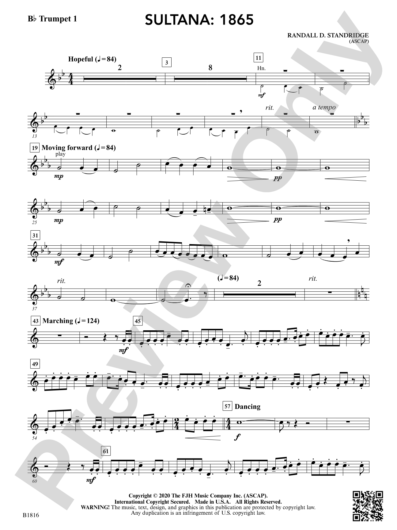 Sultana: 1865: B-flat Trumpet 1