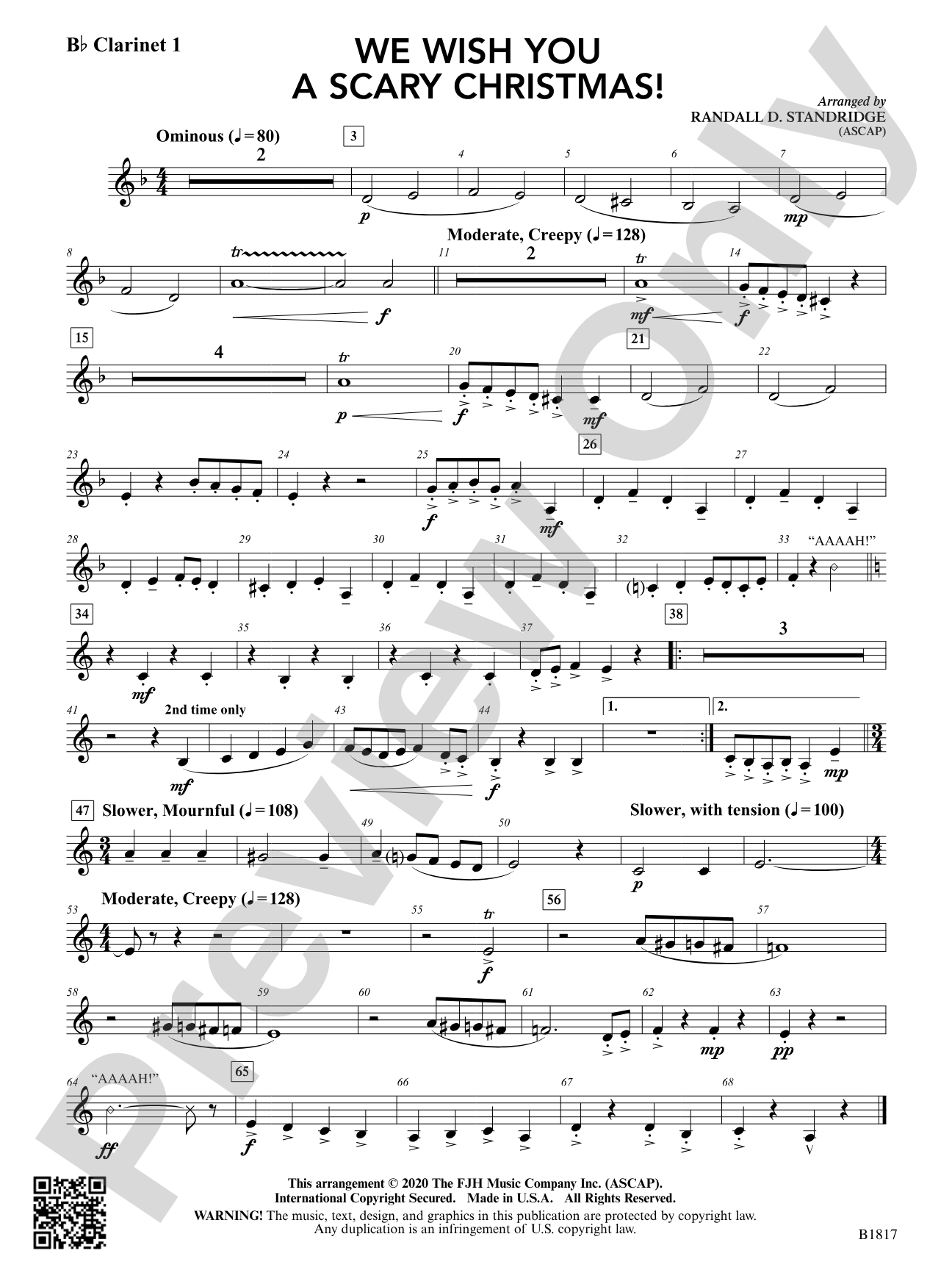 We Wish You a Scary Christmas!: B-flat Clarinet 1
