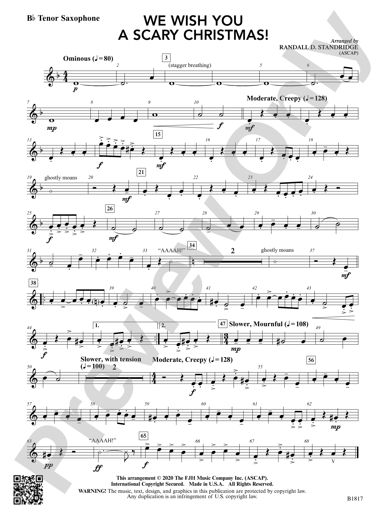 We Wish You a Scary Christmas!: B-flat Tenor Saxophone