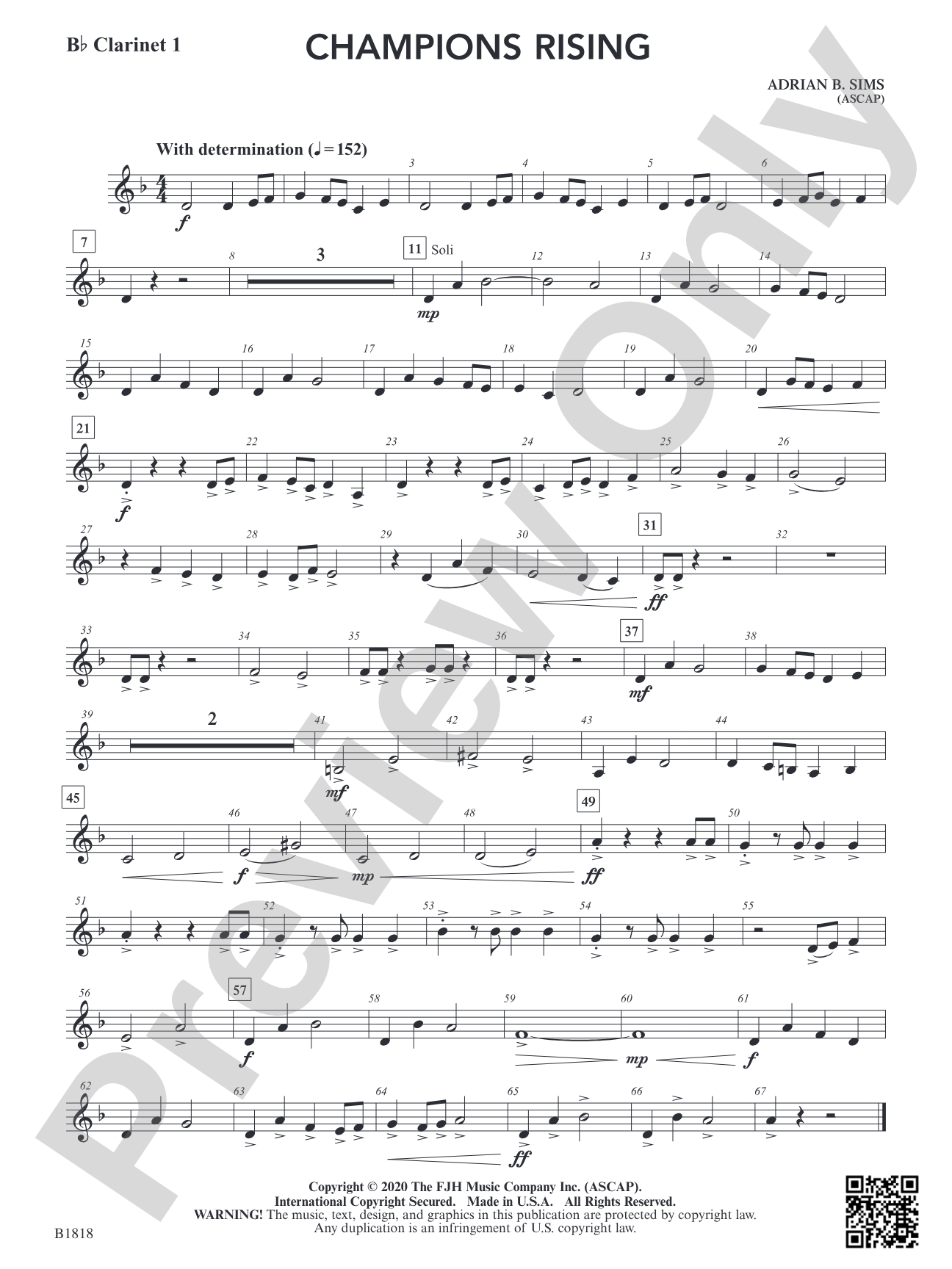 Champions Rising: B-flat Clarinet 1