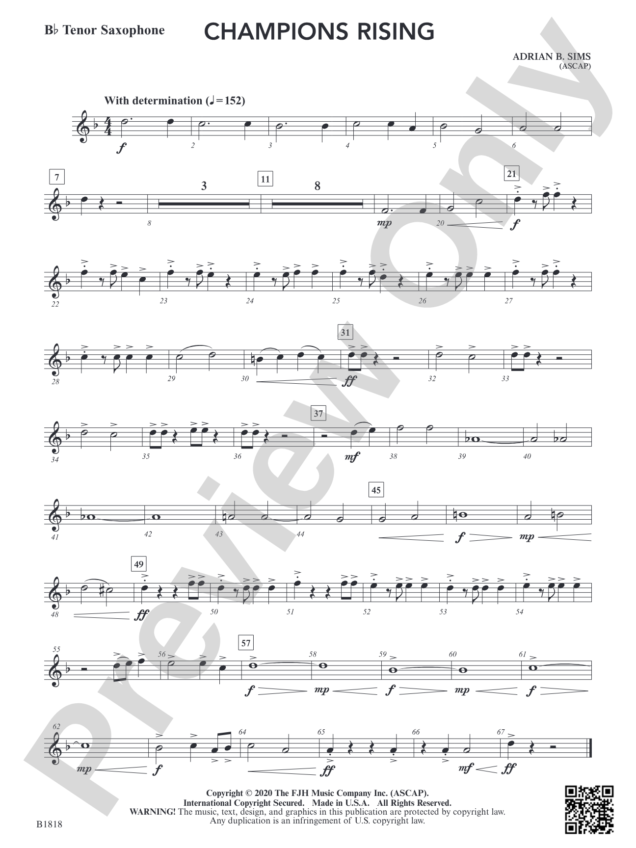 Champions Rising: B-flat Tenor Saxophone