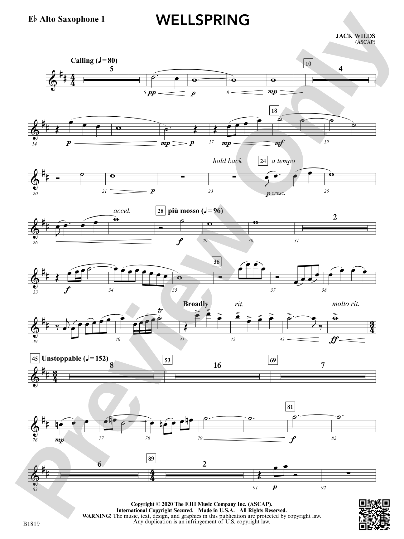 Wellspring: E-flat Alto Saxophone 1