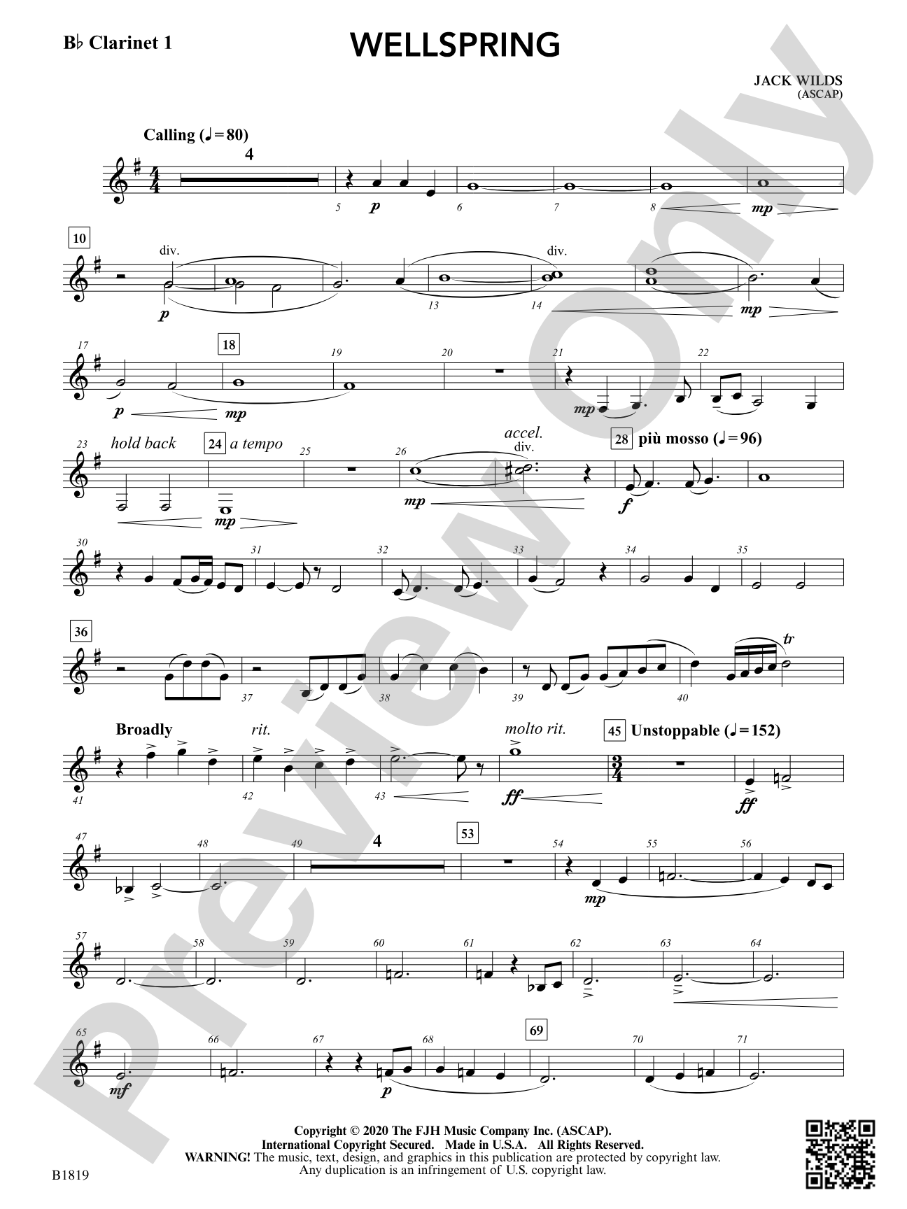 Wellspring: B-flat Clarinet 1