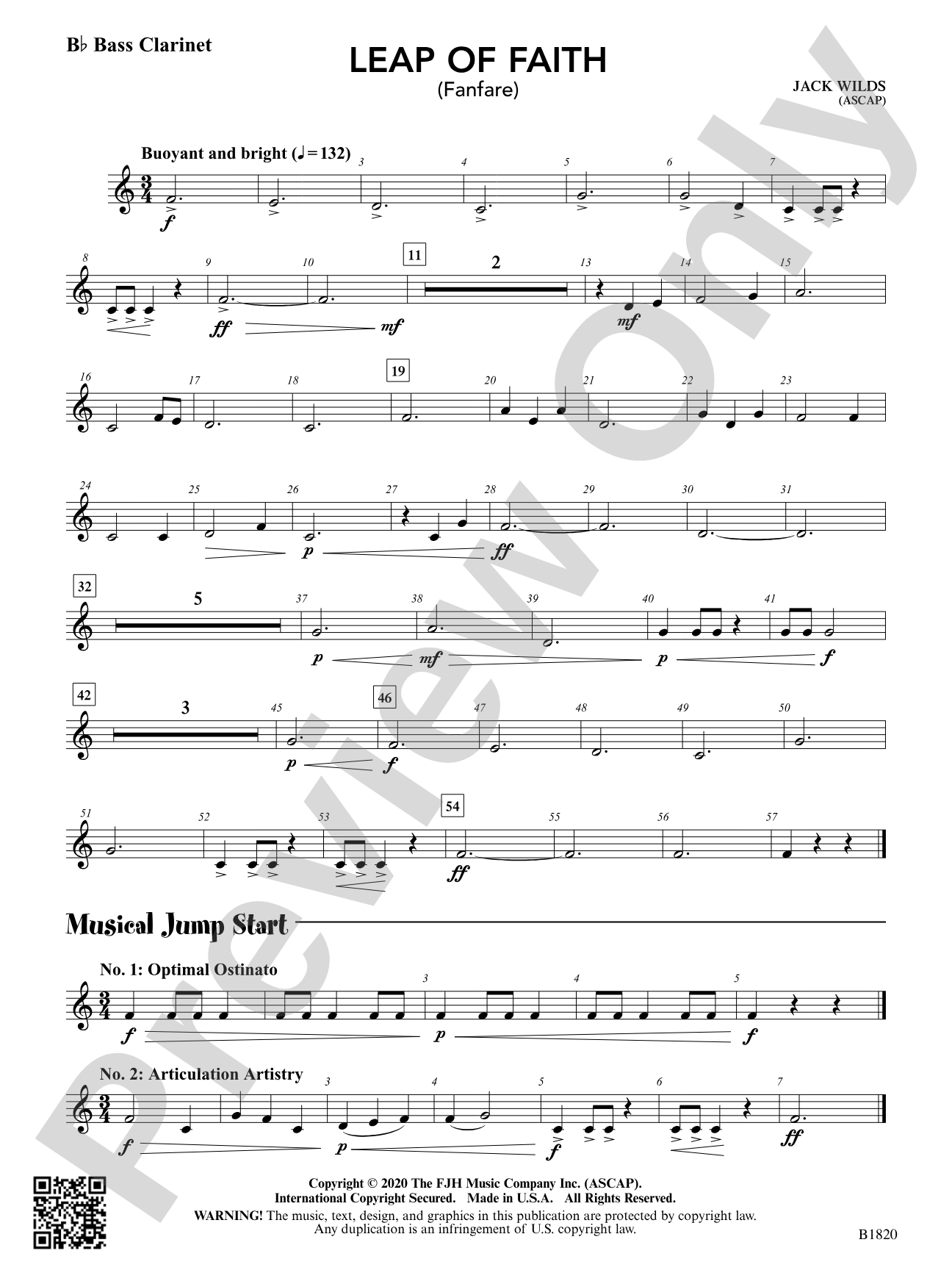 Leap of Faith (Fanfare): B-flat Bass Clarinet