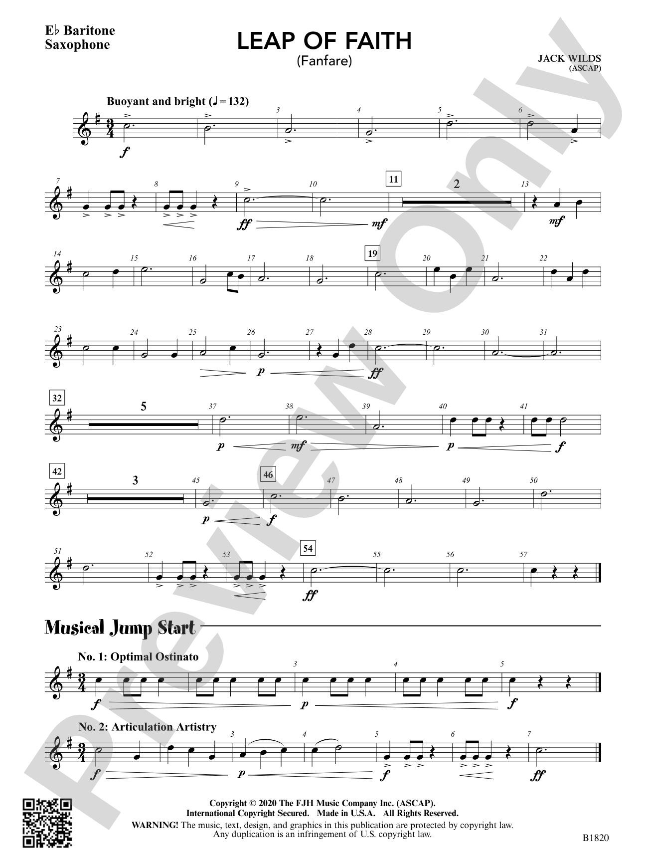 Leap of Faith (Fanfare): E-flat Baritone Saxophone