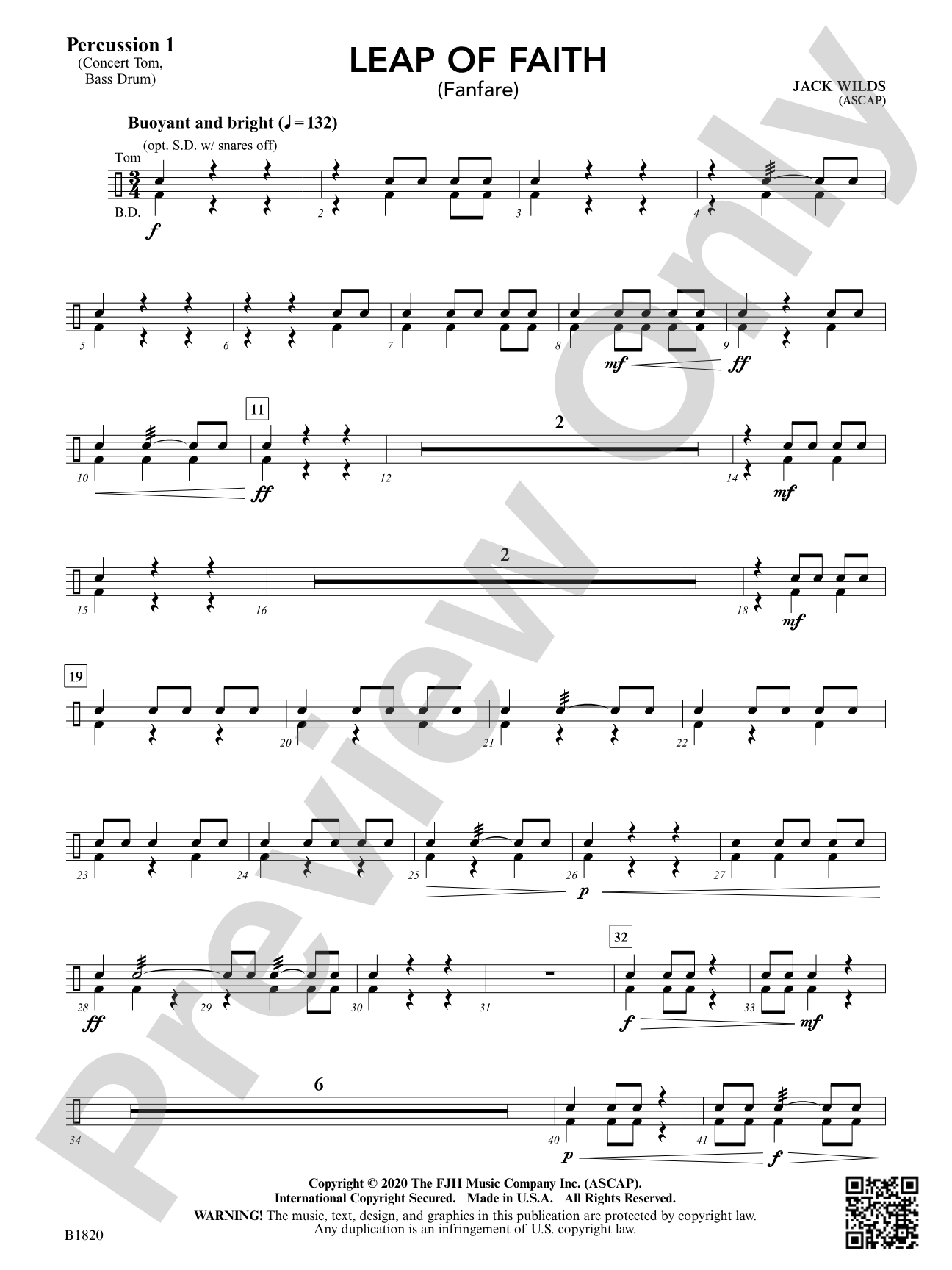 Leap of Faith (Fanfare): Percussion 1