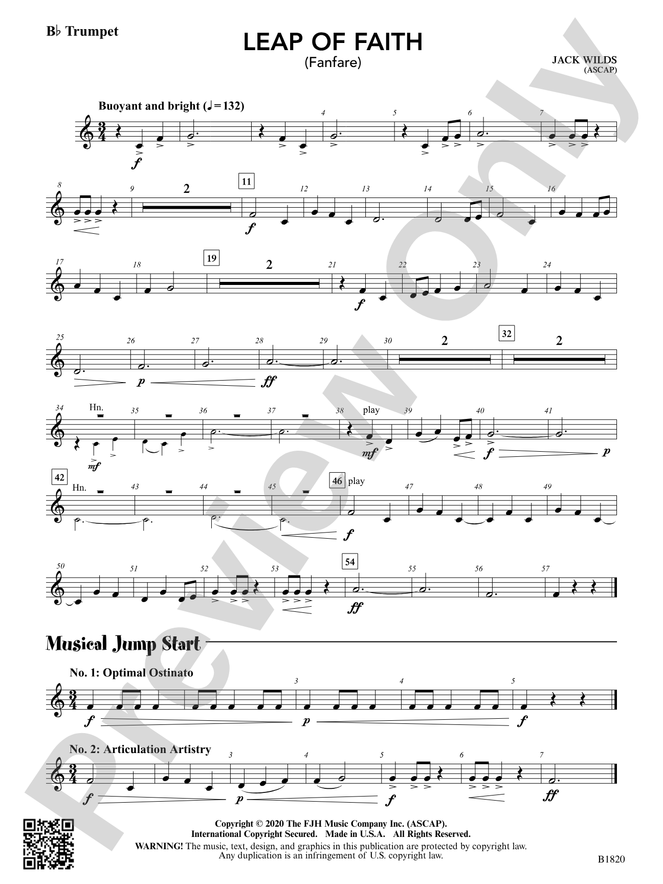 Leap of Faith (Fanfare): B-flat Trumpet