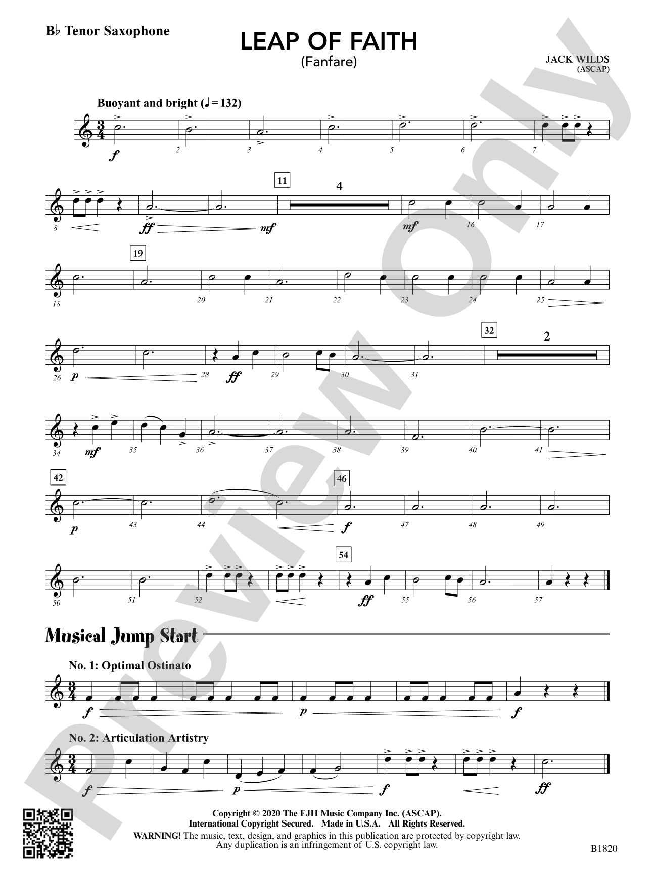 Leap of Faith (Fanfare): B-flat Tenor Saxophone