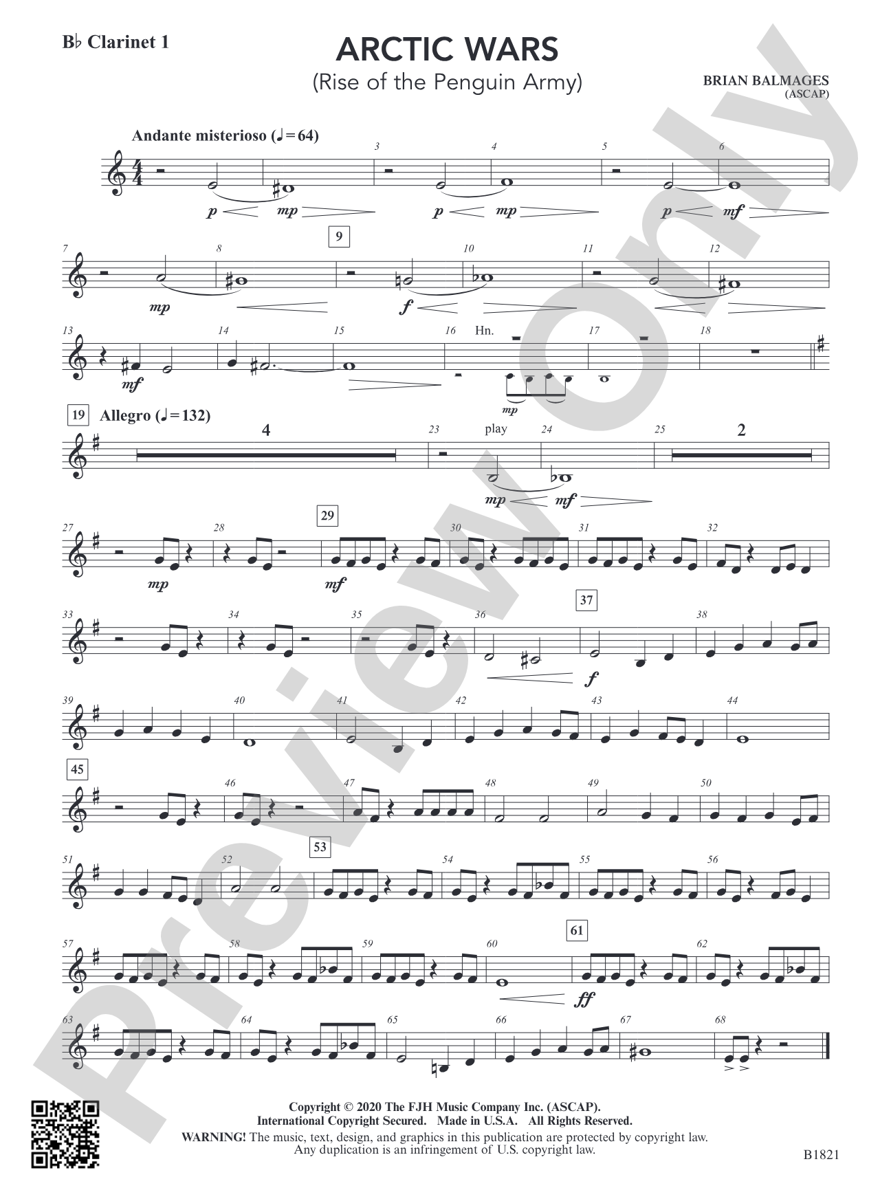 Arctic Wars (Rise of the Penguin Army): B-flat Clarinet 1