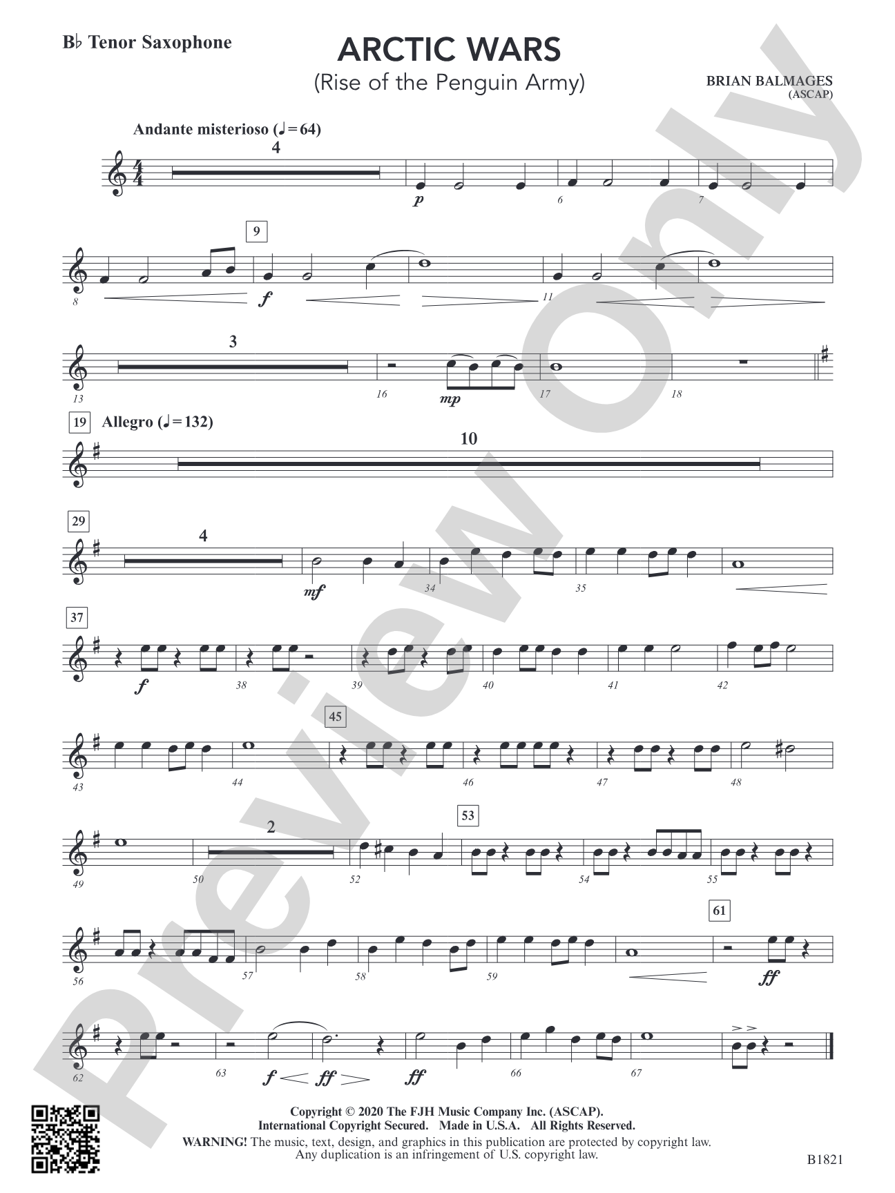 Arctic Wars (Rise of the Penguin Army): B-flat Tenor Saxophone