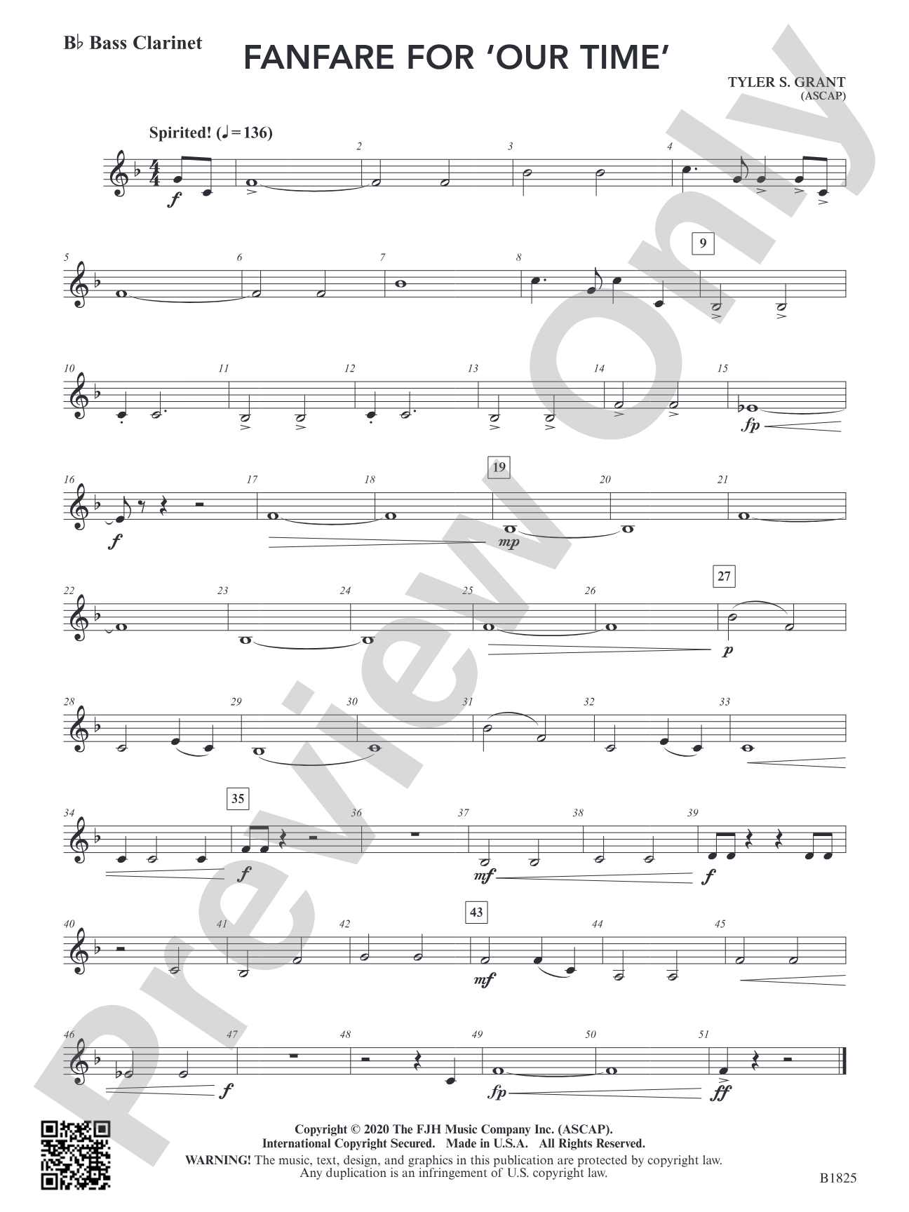 Fanfare for 'Our Time': B-flat Bass Clarinet