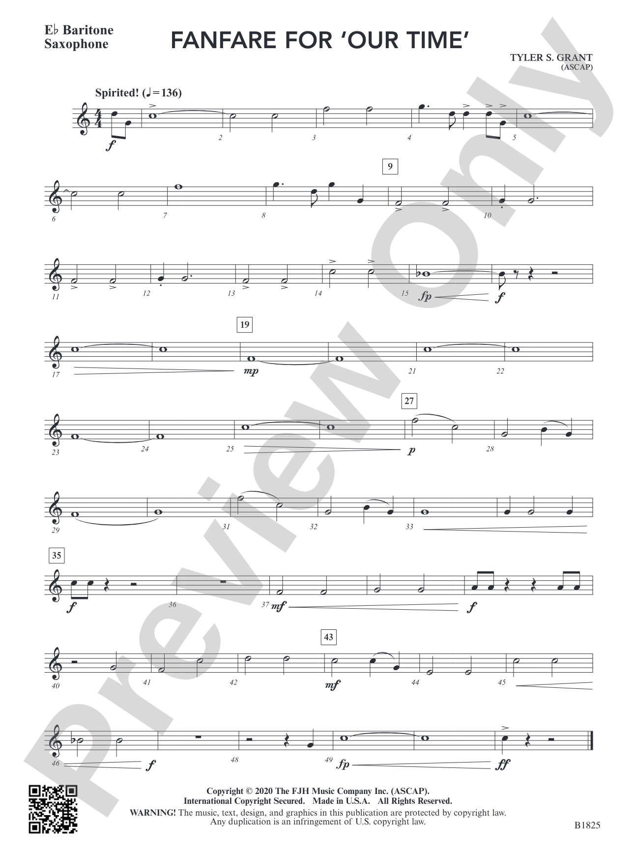 Fanfare for 'Our Time': E-flat Baritone Saxophone