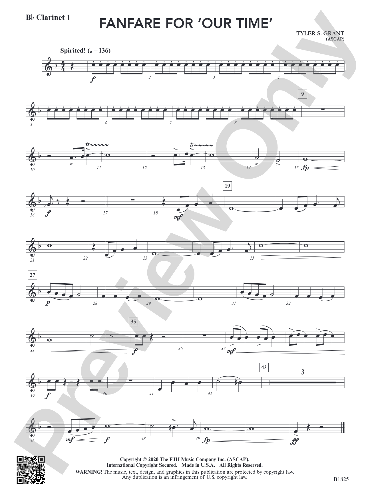 Fanfare for 'Our Time': B-flat Clarinet 1