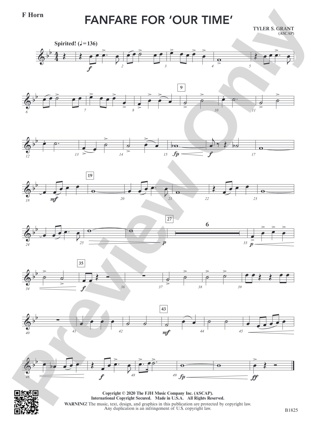 Fanfare for 'Our Time': F Horn