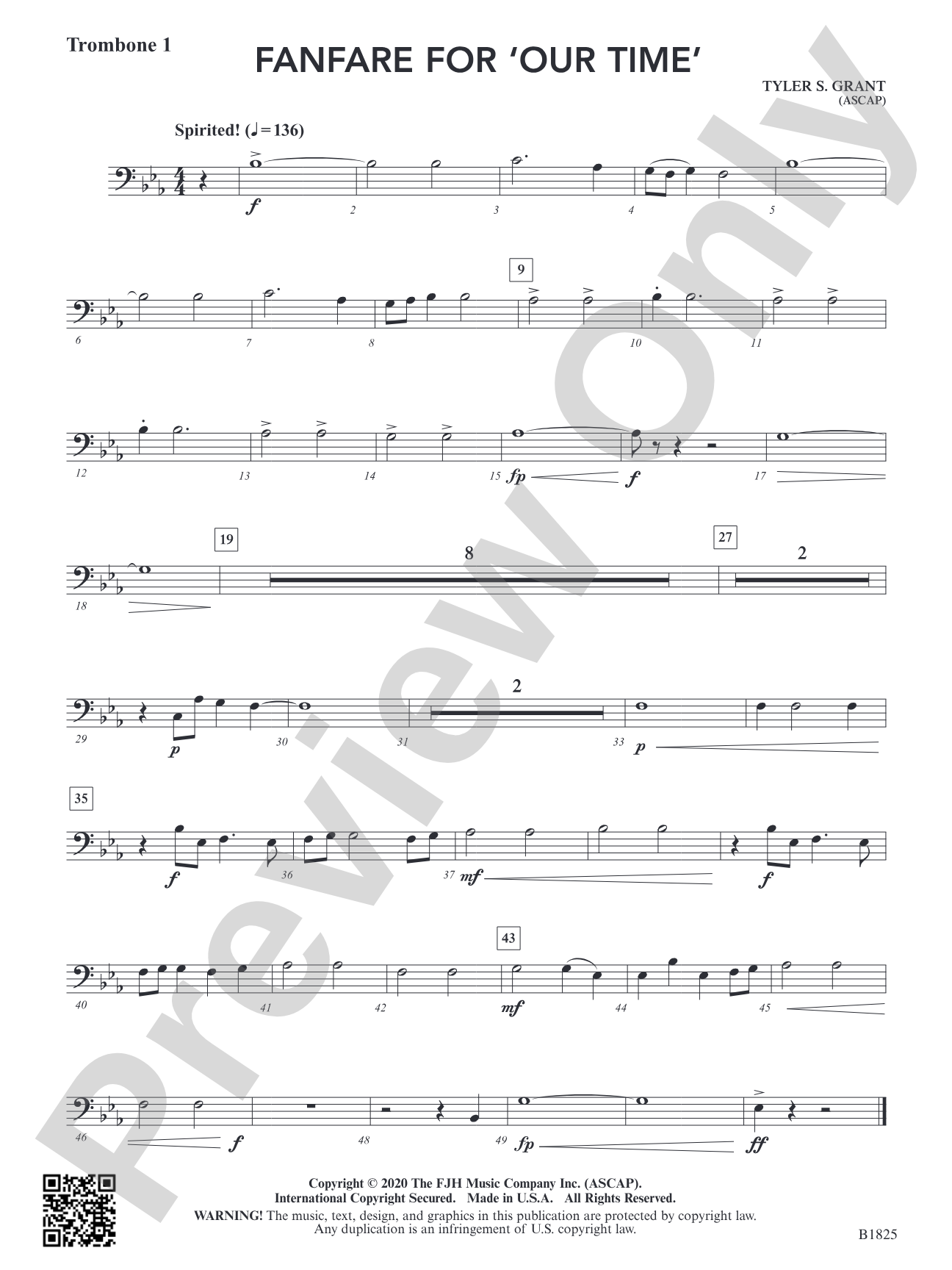 Fanfare for 'Our Time': Trombone 1