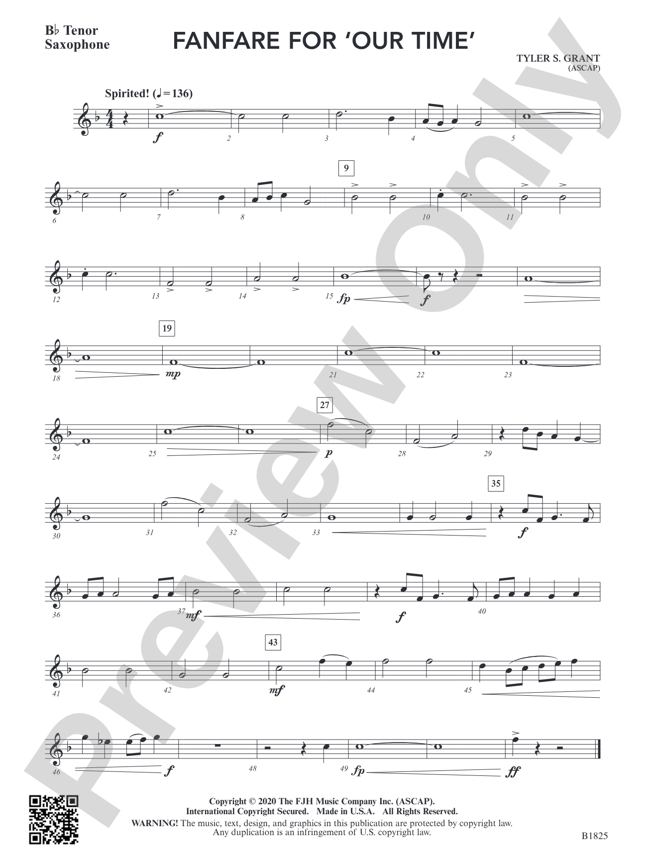 Fanfare for 'Our Time': B-flat Tenor Saxophone