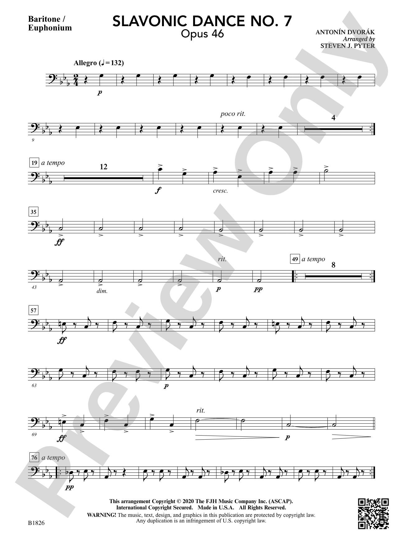 Slavonic Dance No. 7 (Opus 46): Baritone / Euphonium