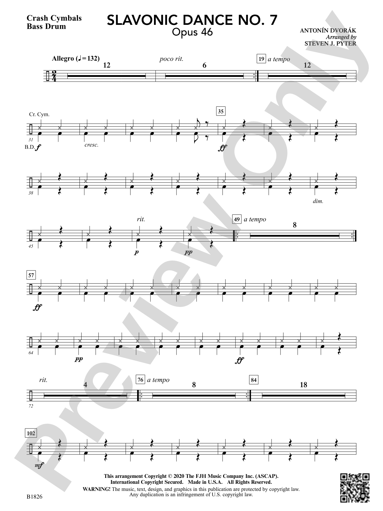 Slavonic Dance No. 7 (Opus 46): Crash Cymbals