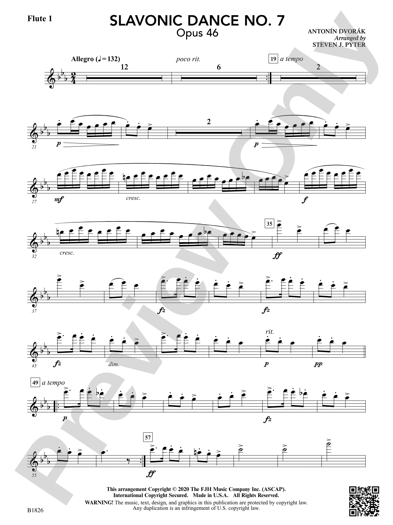 Slavonic Dance No. 7 (Opus 46): Flute 1