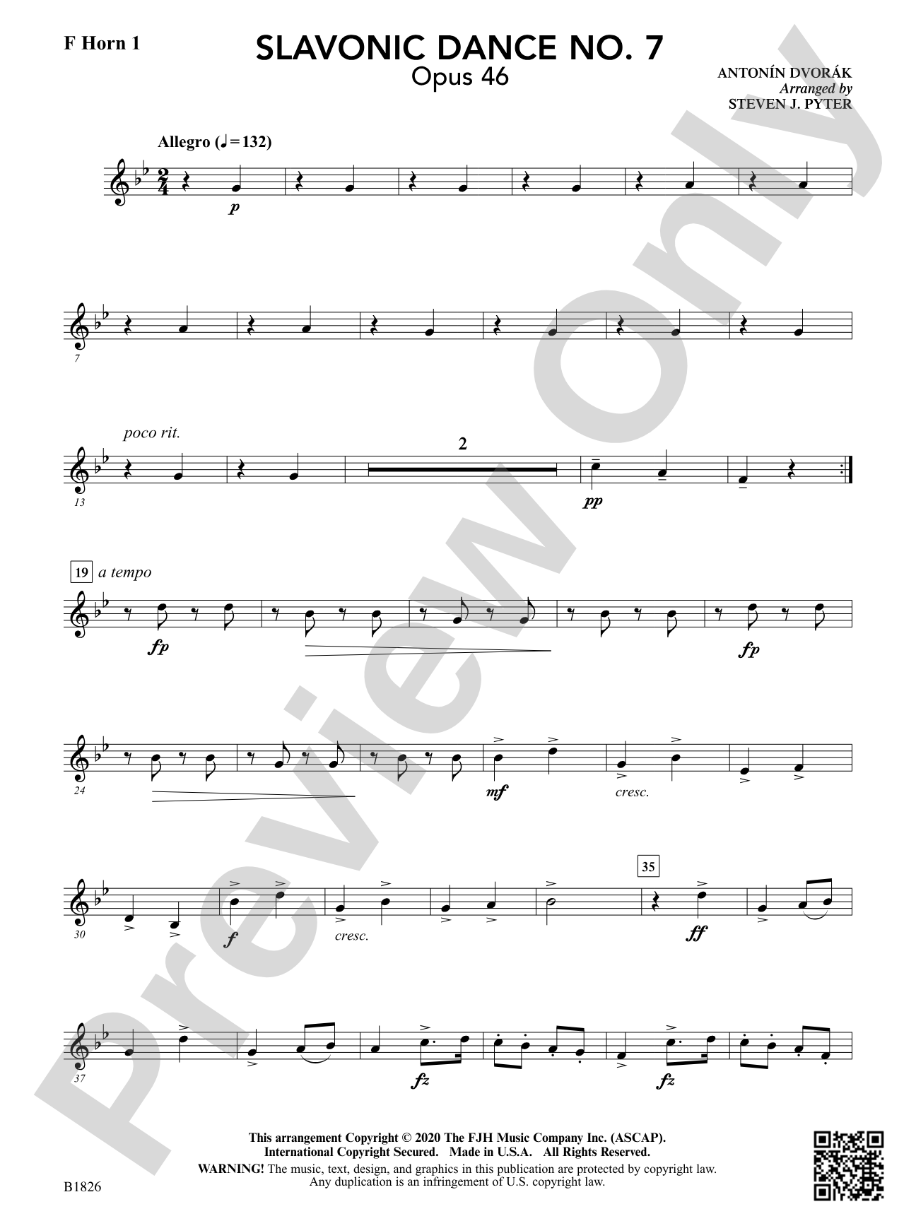 Slavonic Dance No. 7 (Opus 46): F Horn 1