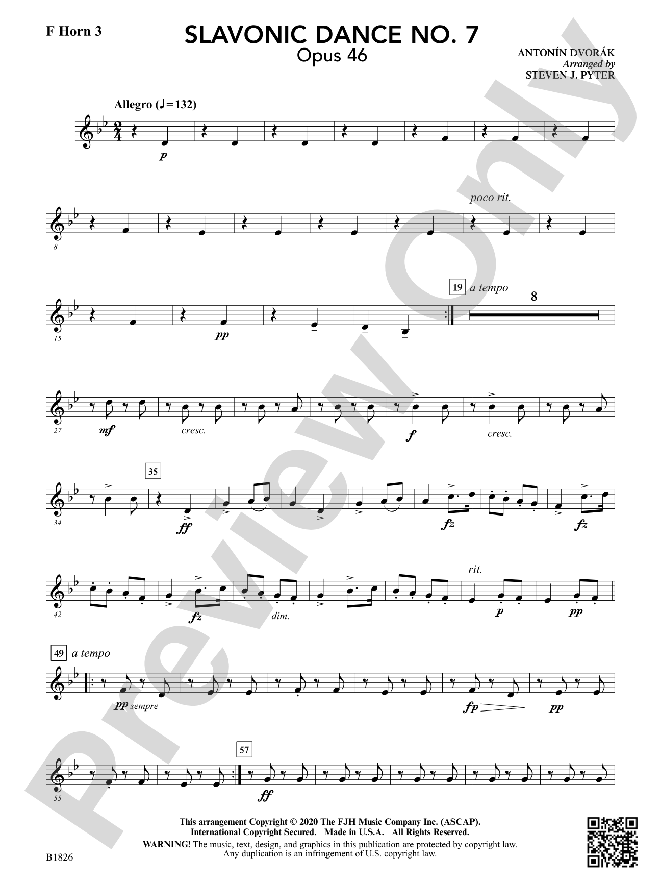 Slavonic Dance No. 7 (Opus 46): F Horn 3