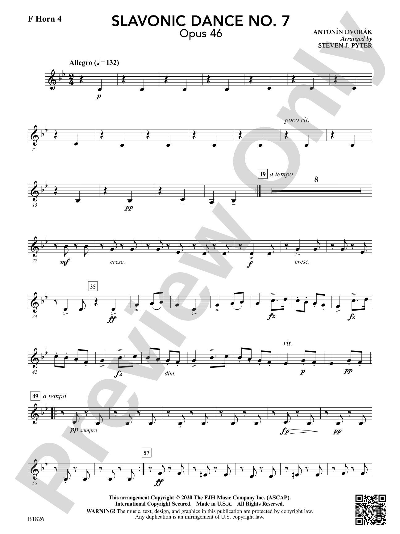 Slavonic Dance No. 7 (Opus 46): F Horn 4